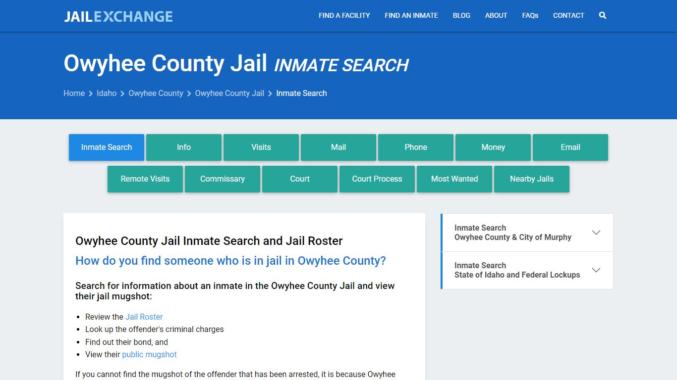 Owyhee County Jail Inmate Search - Jail Exchange