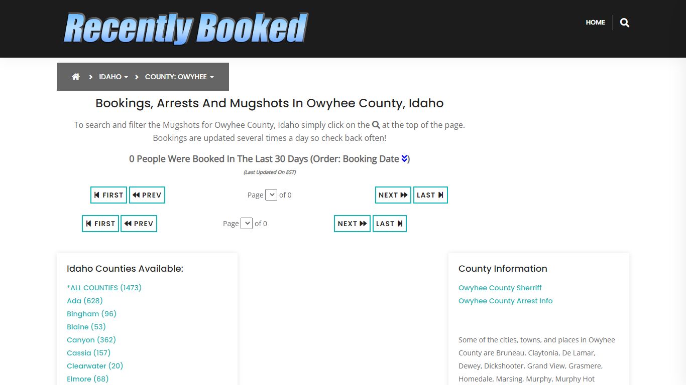Recent bookings, Arrests, Mugshots in Owyhee County, Idaho