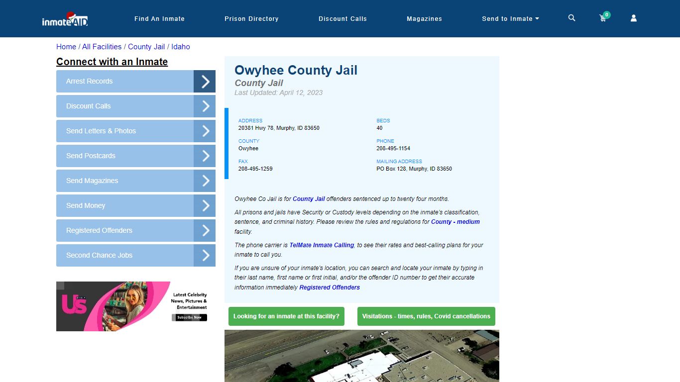 Owyhee County Jail - Inmate Locator - Murphy, ID